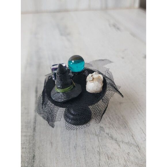 Miniature witches table crystal ball bones books Halloween prop decor - Picture 3 of 5